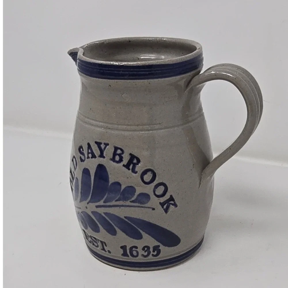 Vtg Westerwald salt glazed pottery handled pitcher 